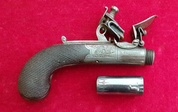 A scarce English Flintlock boxlock pistol by Timings of London. Circa 1800. Good condition. Ref 2811
